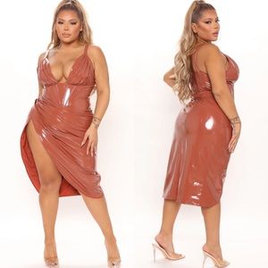 Fashion Nova | Dresses | Fashion Nova Midnight City Latex Midi Dress 2x |  Poshmark